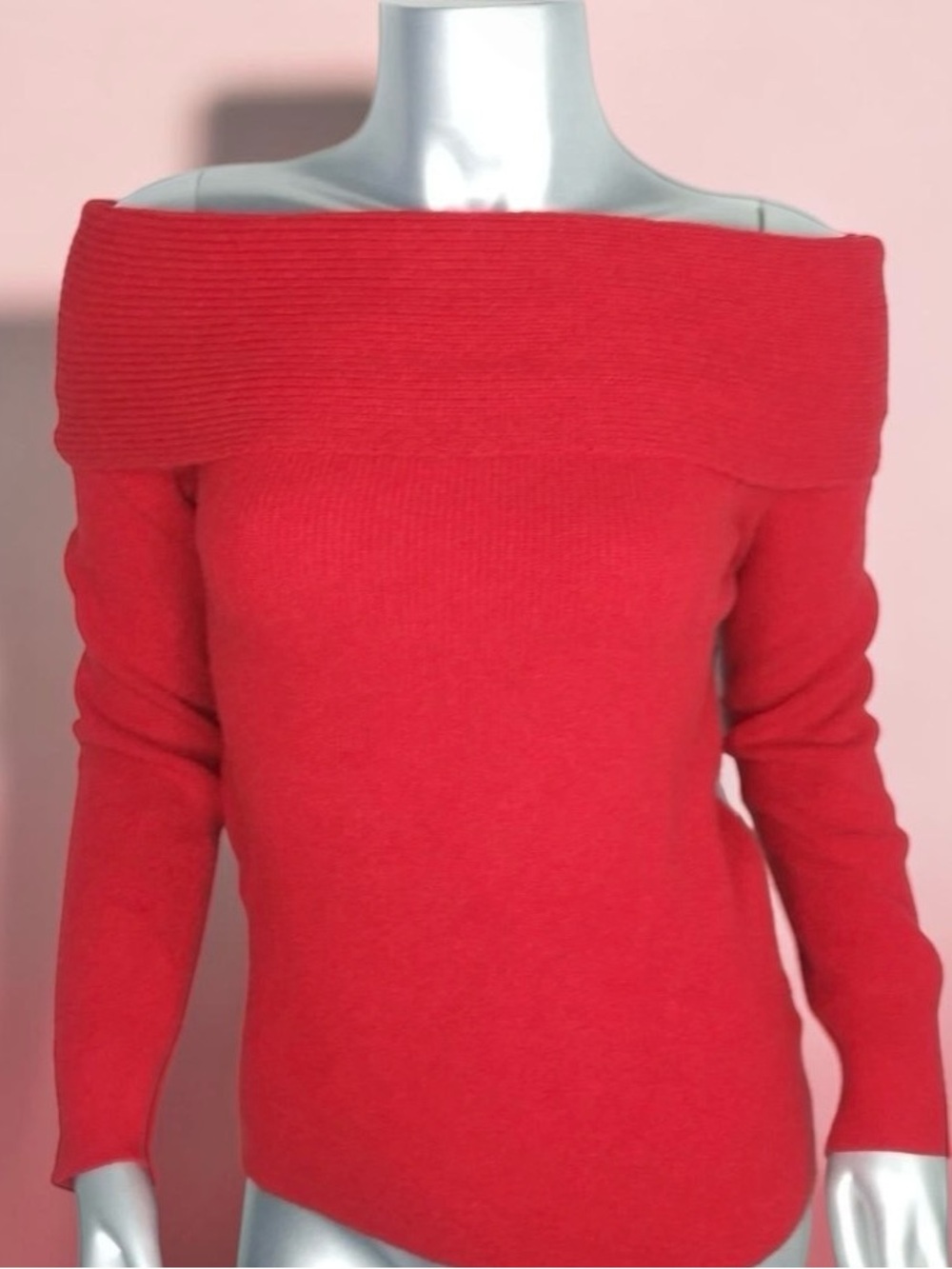 Leith Off-Shoulder Red Women's Sweater